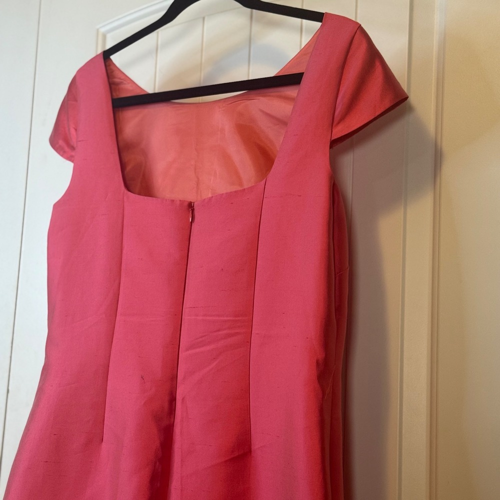 J. Crew Collection Silk Sheath Dress Coral Pink Cap Sleeve Square Back Sz 6 NWT - Picture 5 of 11